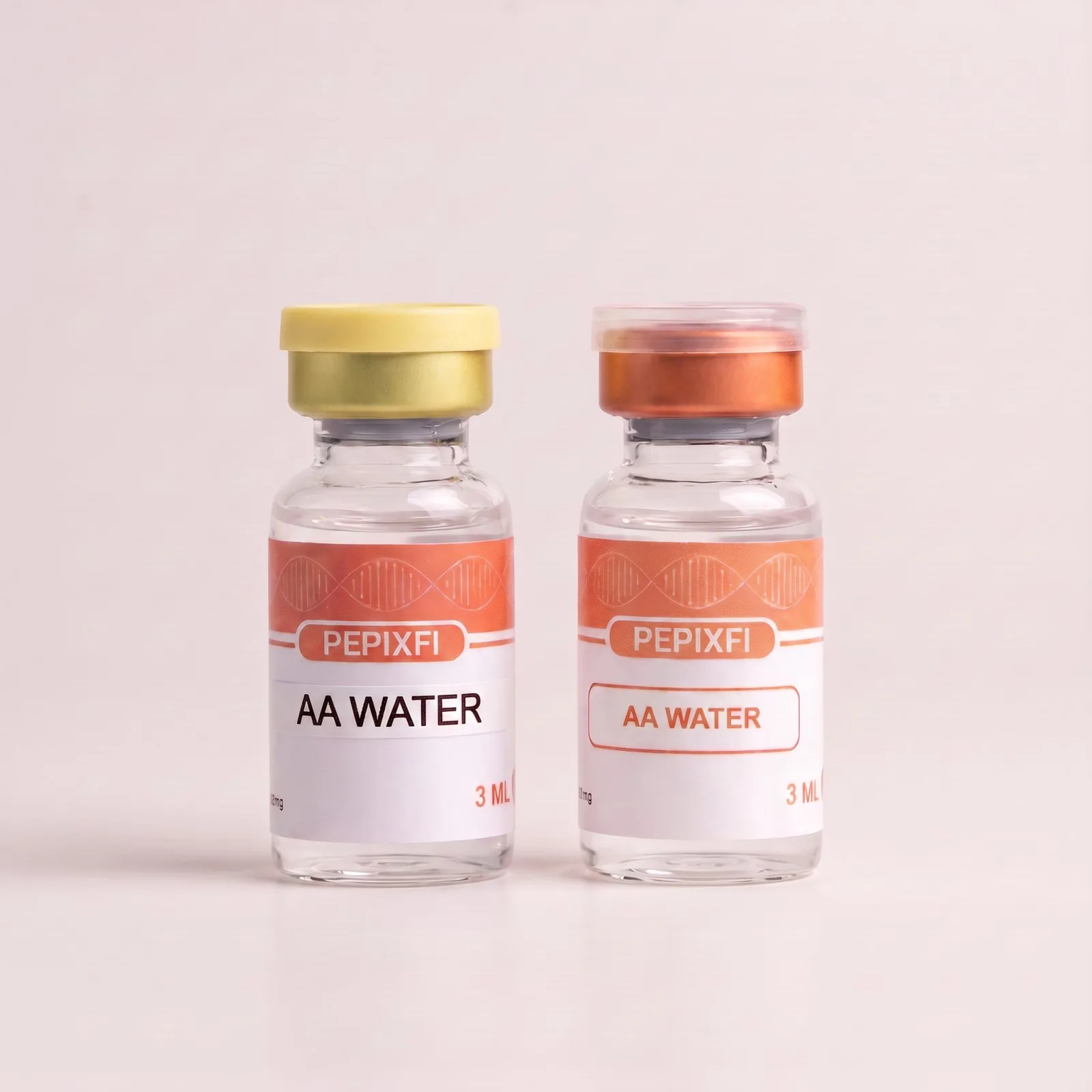 AA-vatten 3 ml — vialerna sida vid sida, Pepixfi