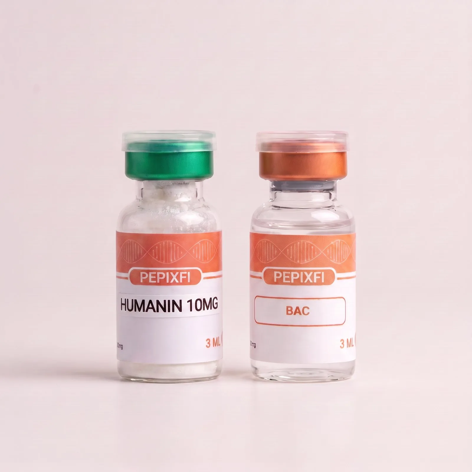 Humanin 10mg — vialerna sida vid sida, Pepixfi