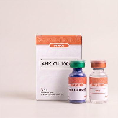 AHK-Cu 100mg — förpackning, vial och medföljande BAC-vatten
