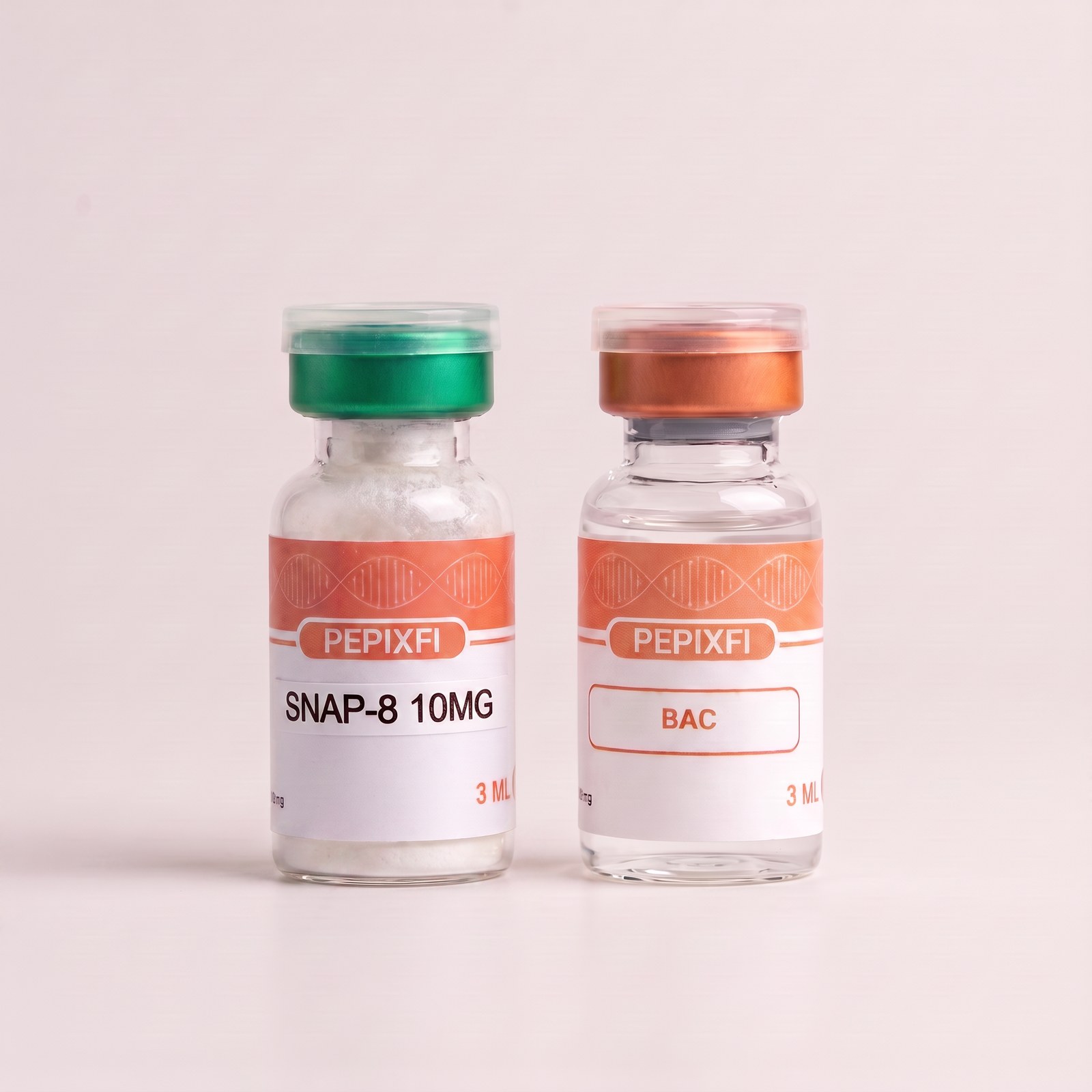 SNAP-8 10mg — vialerna sida vid sida, Pepixfi