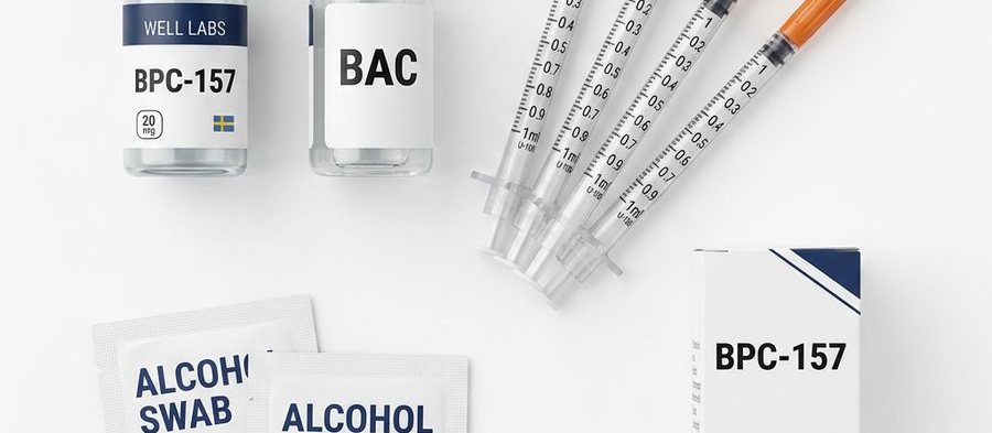 Detta ingår: vial, BAC-vatten, insulinsprutor, spritservetter och kartong